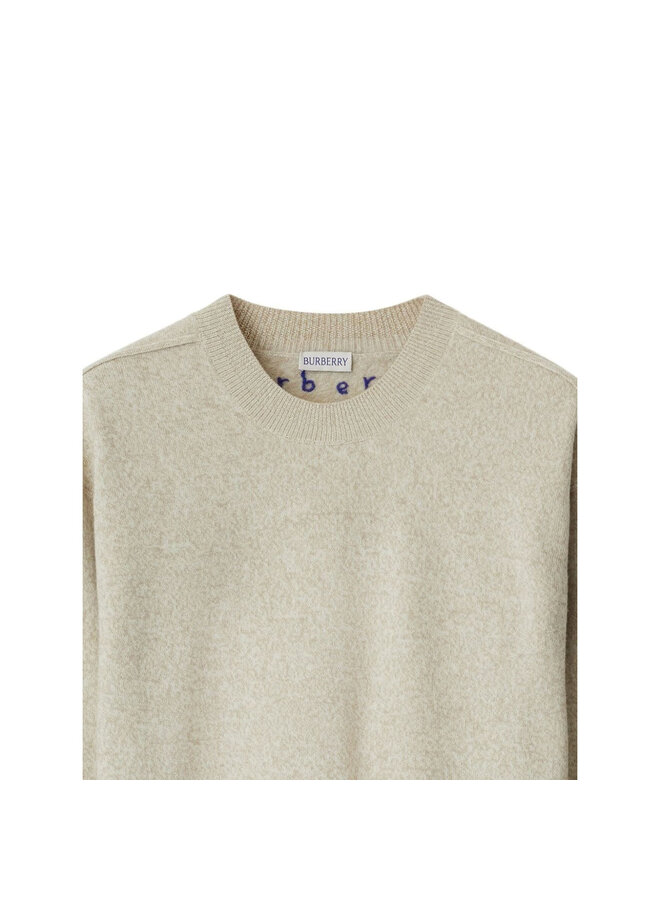 Crew Neck Knitted Jumper in Off-White