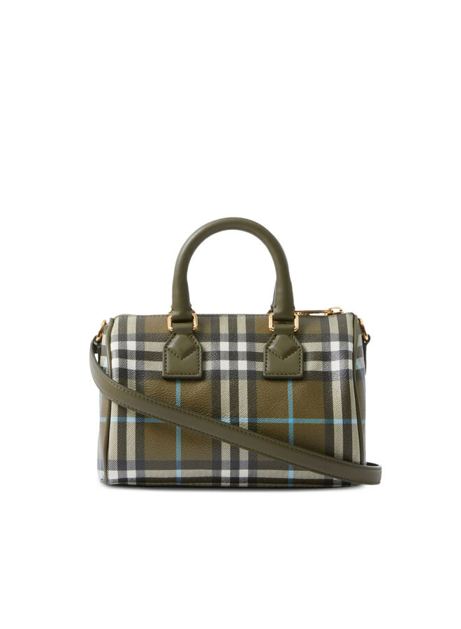 Mini Vintage Check-Print Bowling Bag in Green