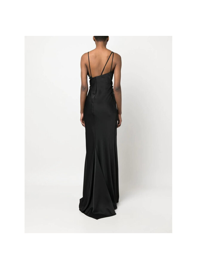 Long Gown with Asymmetric Neckline in Black