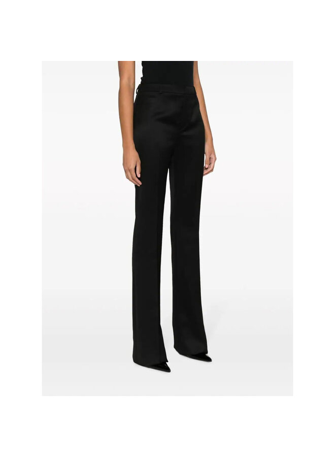 Mid Rise Straight Leg Tailored Pants in Black