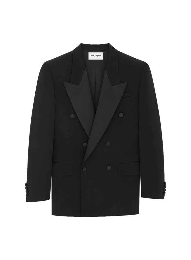 Double Breasted Blazer Tuxedo Jacket in Black