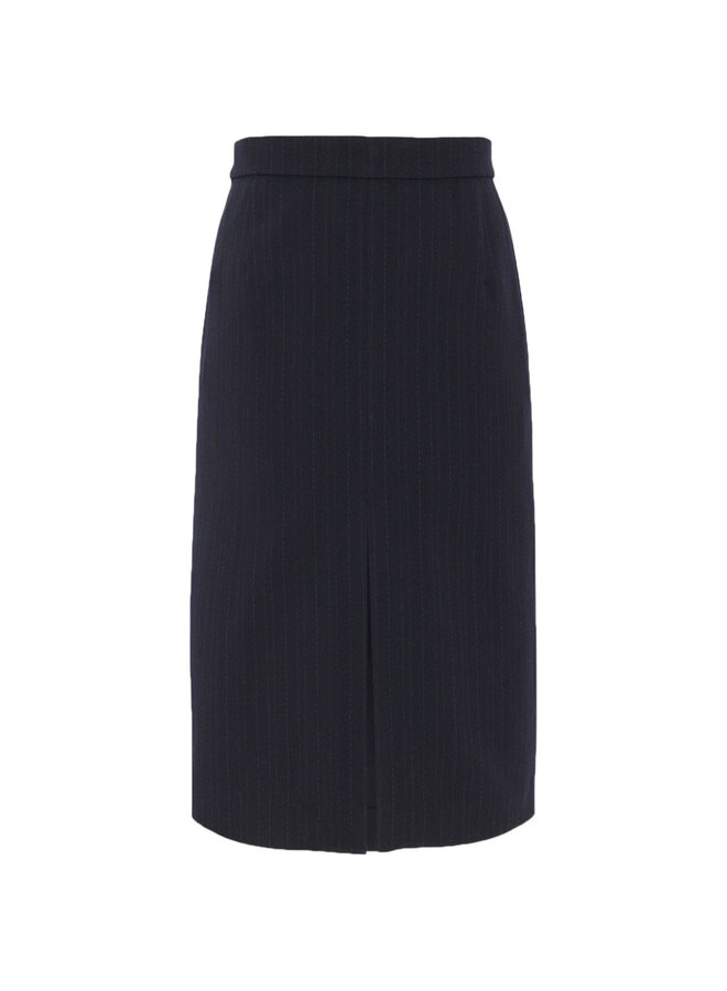 High Waisted Striped Pencil Skirt in Navy