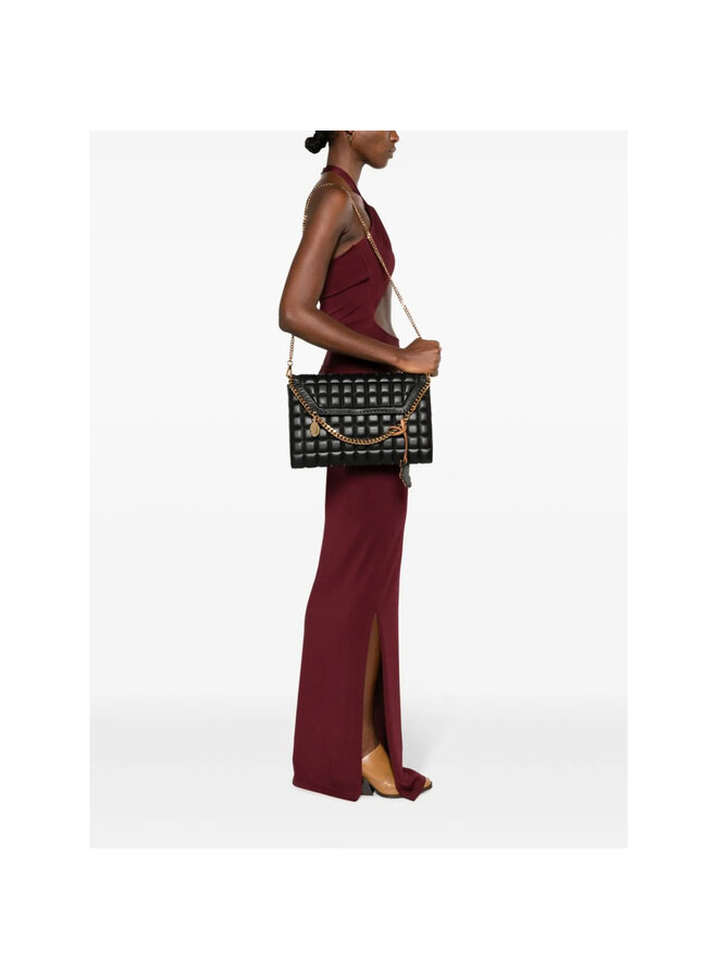 Falabella Quilted Shoulder Bag in Black/Gold