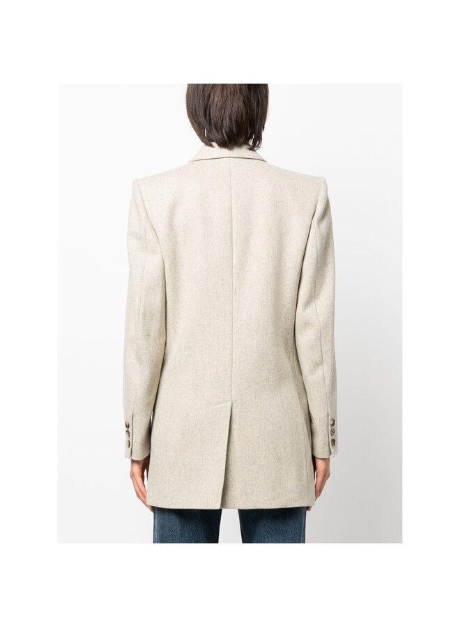 Double Breasted Long  Blazer Jacket in Beige