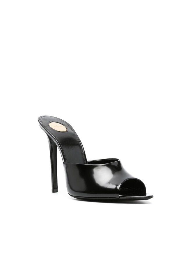 Goldie High Heel Leather Mules in Black