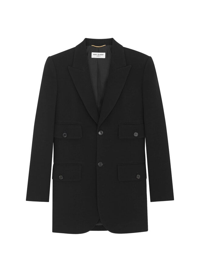 Single Breasted Blazer Jacket in Black