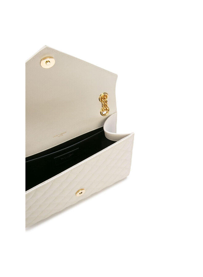 Envelope Medium Shoulder Bag in White/Gold