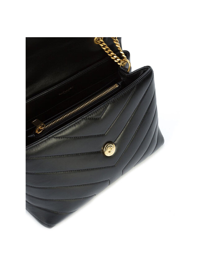 Loulou Small Shoulder Bag in Black/Gold