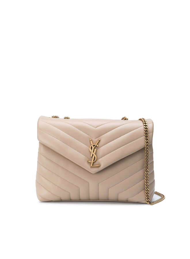 Loulou Medium Shoulder Bag in Dark Beige/Gold