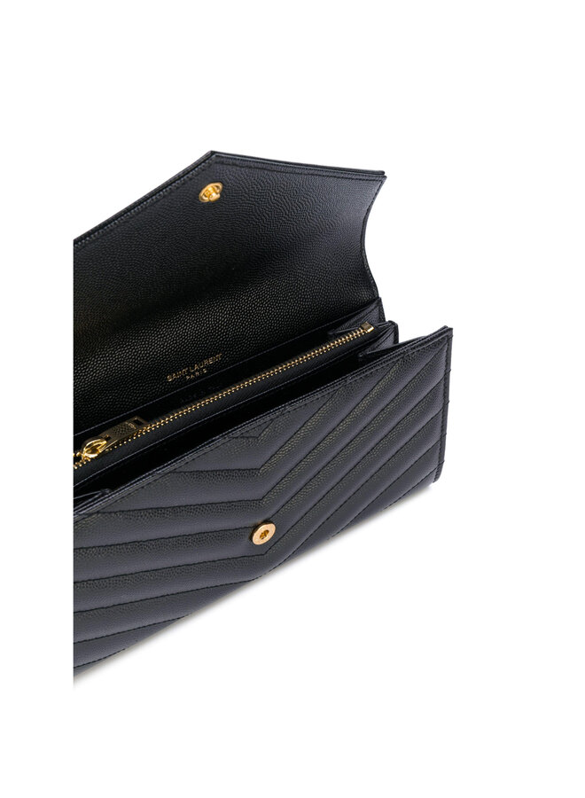 Monogram Large Flap Wallet in Black/Gold