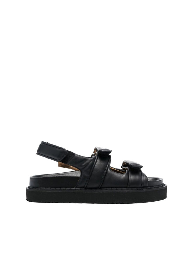 Touch Strap Flat Sandals in Black