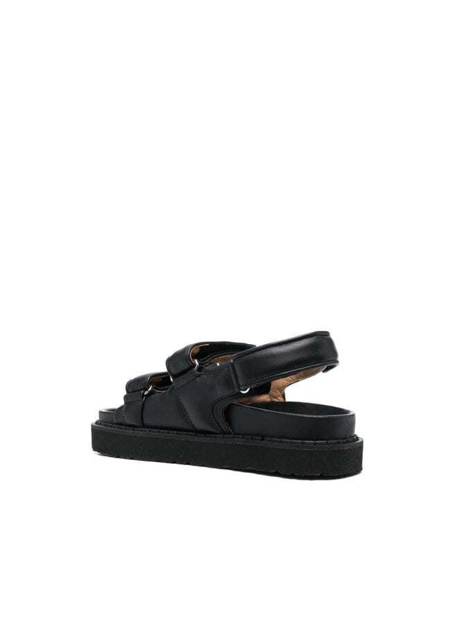 Touch Strap Flat Sandals in Black