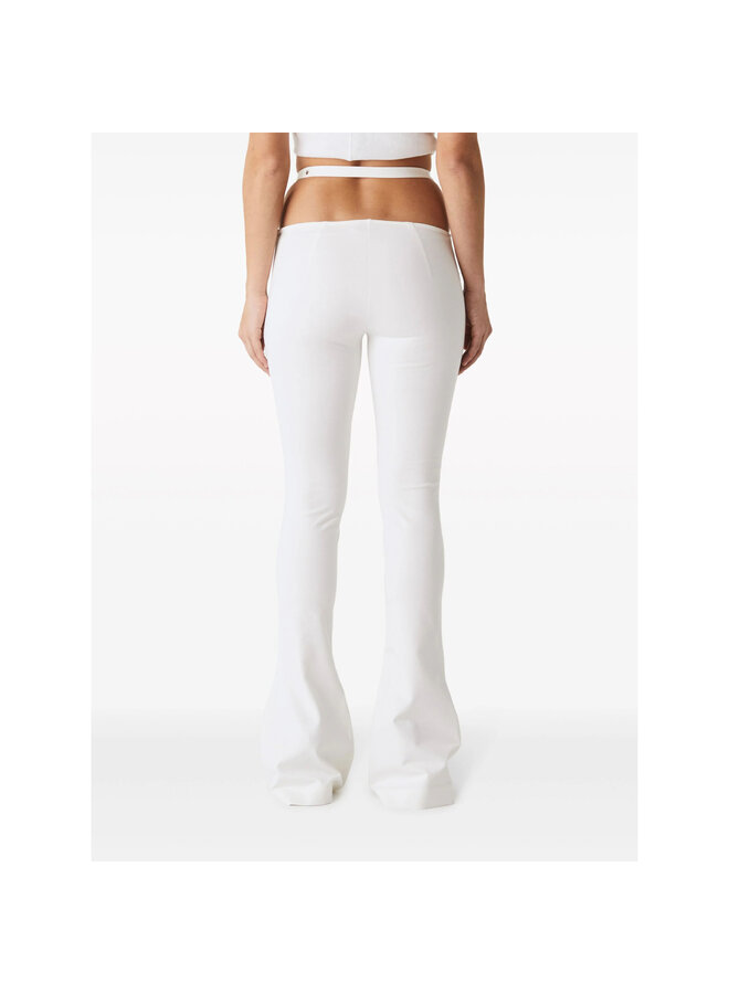 Cut-Out Buckle Fasting Flared Trousers in White