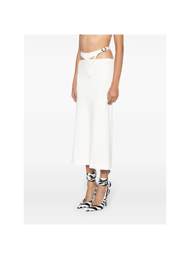 Cut-Out Midi Skirt in White