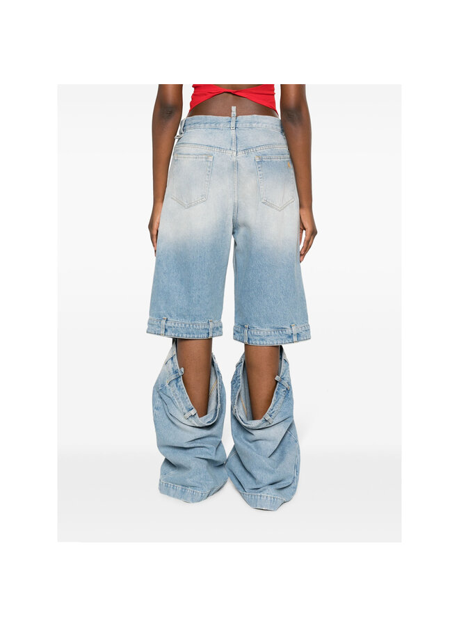 Ashton Mid Rise Wide Leg Cut-Out Jeans in Light Blue