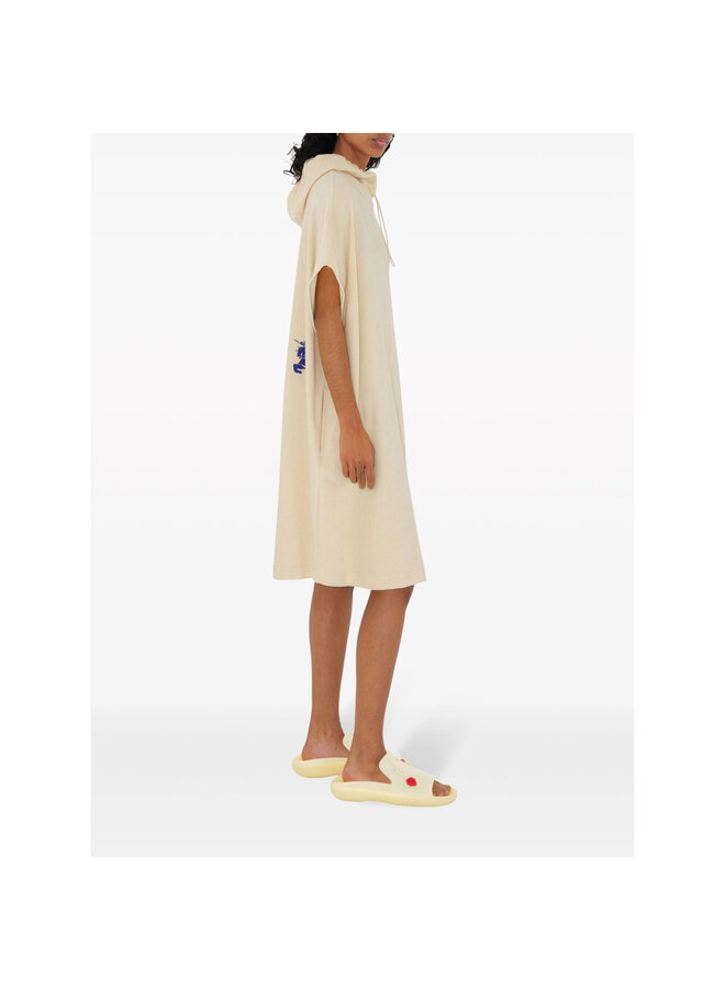 Towelling Hooded Short Sleeve Dress in Beige