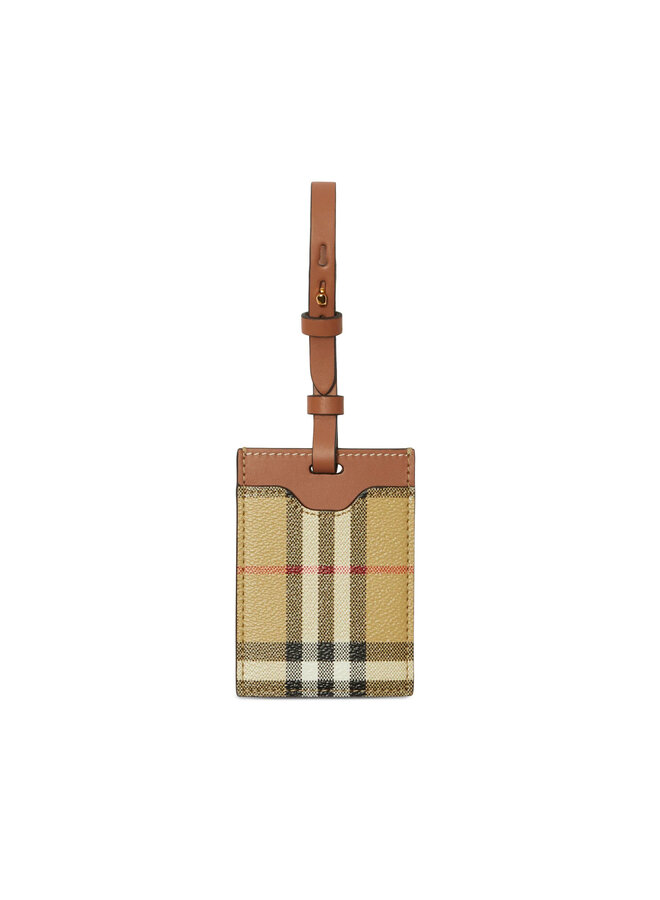 Luggage Tag in Vintage Check in Beige