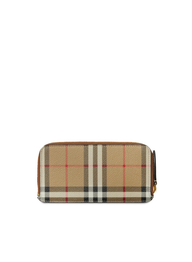 Large Zip Around Wallet in Vintage Check in Beige