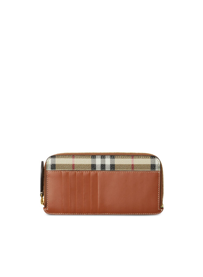 Large Zip Around Wallet in Vintage Check in Beige