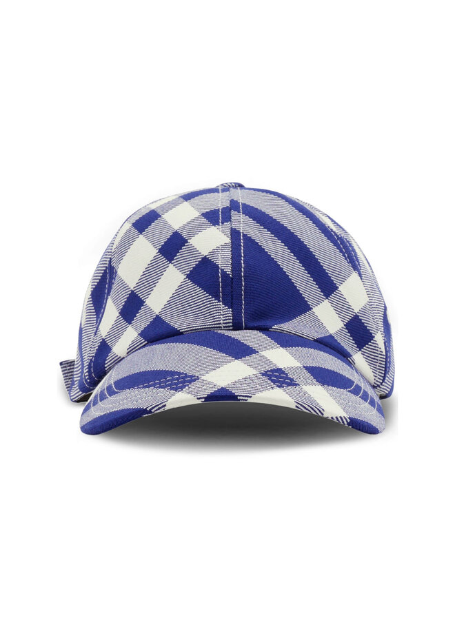 Baseball Cap in Check-Plaid in Bright Blue