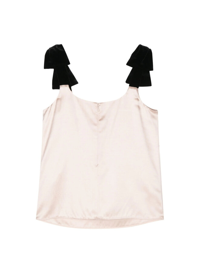 Bow-Strap Round Neck Top in Light Pink