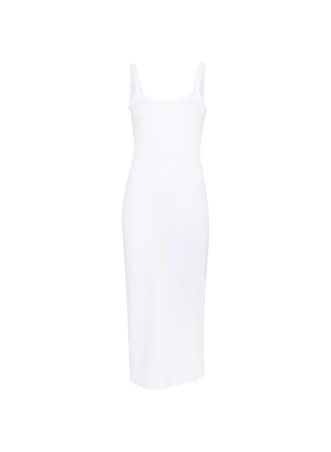 Midi Sleeveless Ribbed Dress in White