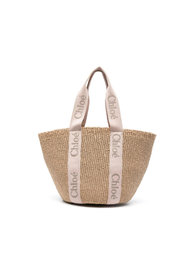 Woody Large Basket Tote Bag in Blushy Beige