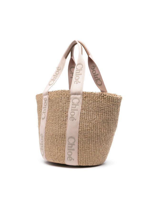 Woody Large Basket Tote Bag in Blushy Beige