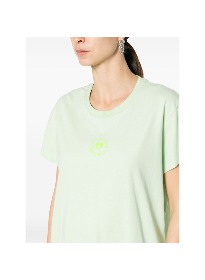 Stella Flocked Logo T-shirt in Mint Green