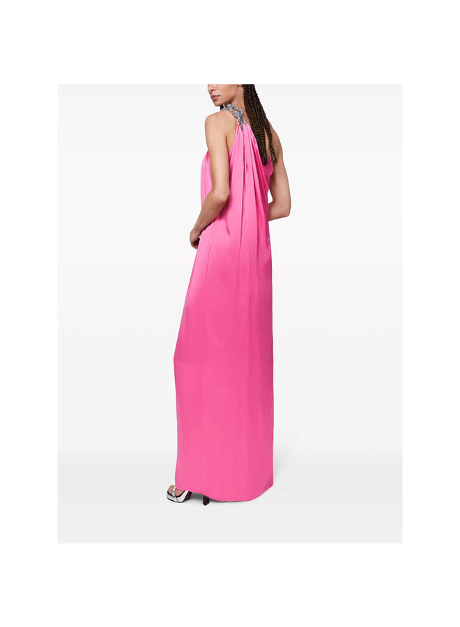 Crystal Embellished Gown in Bright Pink