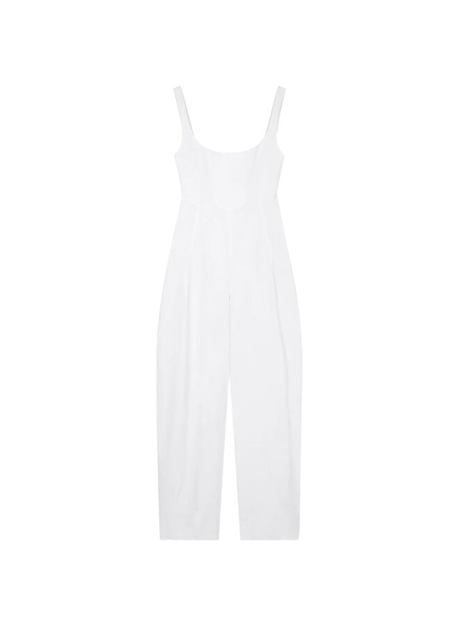 Corset-Style Wide Leg Jumpsuit in White
