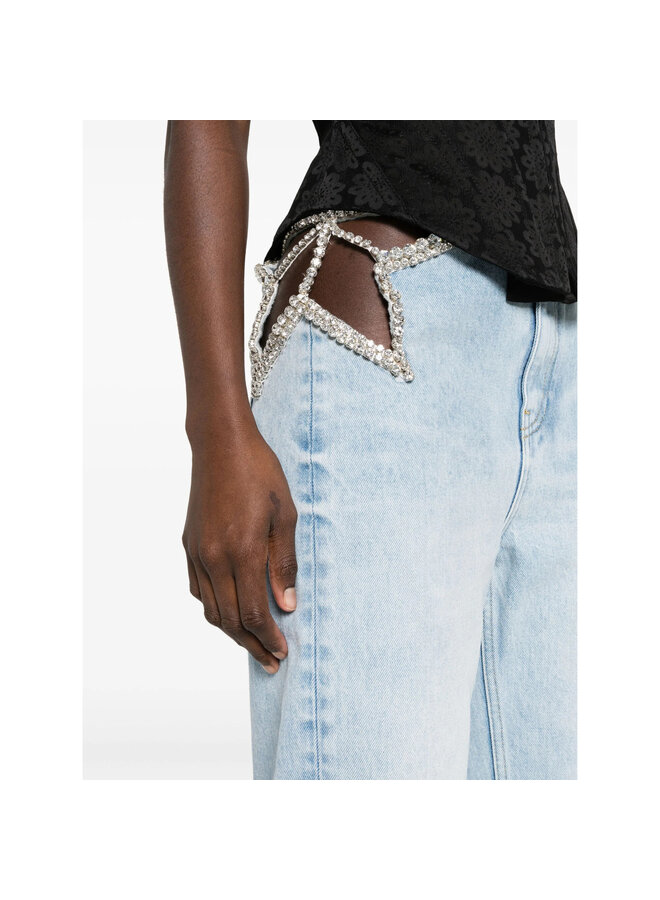 Star Cut-Out Embellished Jeans in Vintage Blue