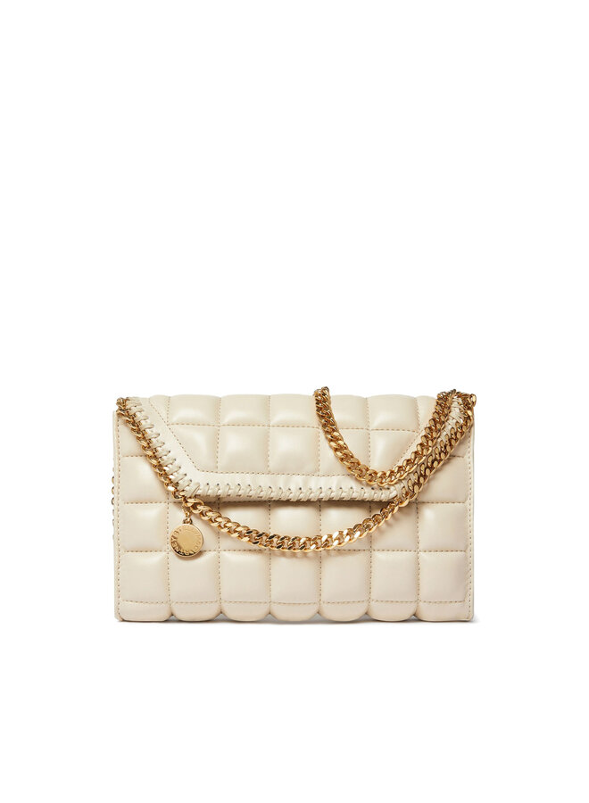 Falabella Small Quilted Shoulder Bag in Off White/Gold