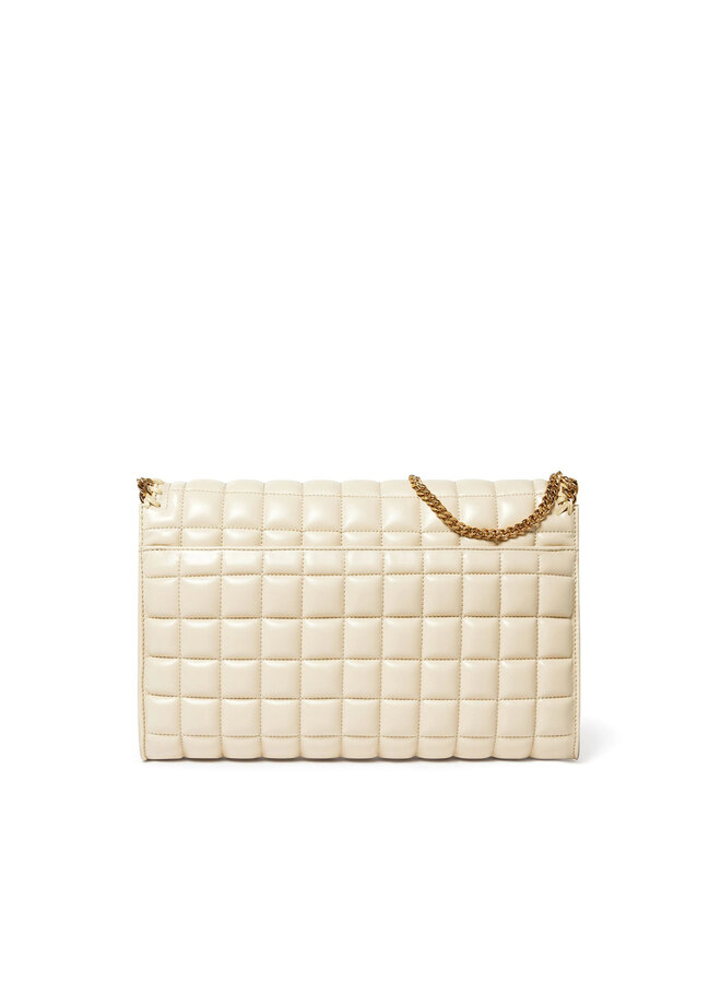 Falabella Medium Quilted Shoulder Bag in Off White/Gold