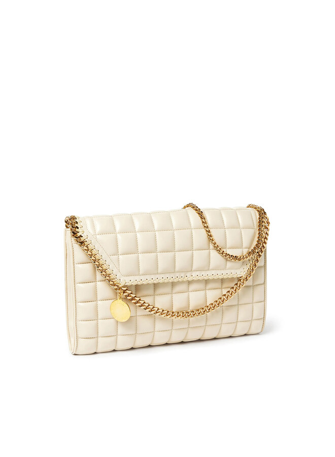 Falabella Medium Quilted Shoulder Bag in Off White/Gold