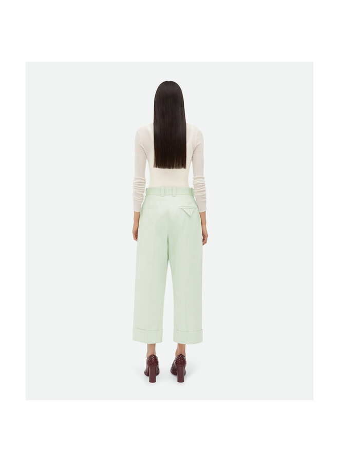High Waisted Cropped Wide Leg Pants in Light Blue