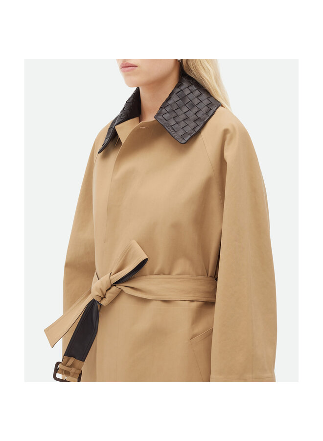 Long Water Repellent Trench Coat in Beige