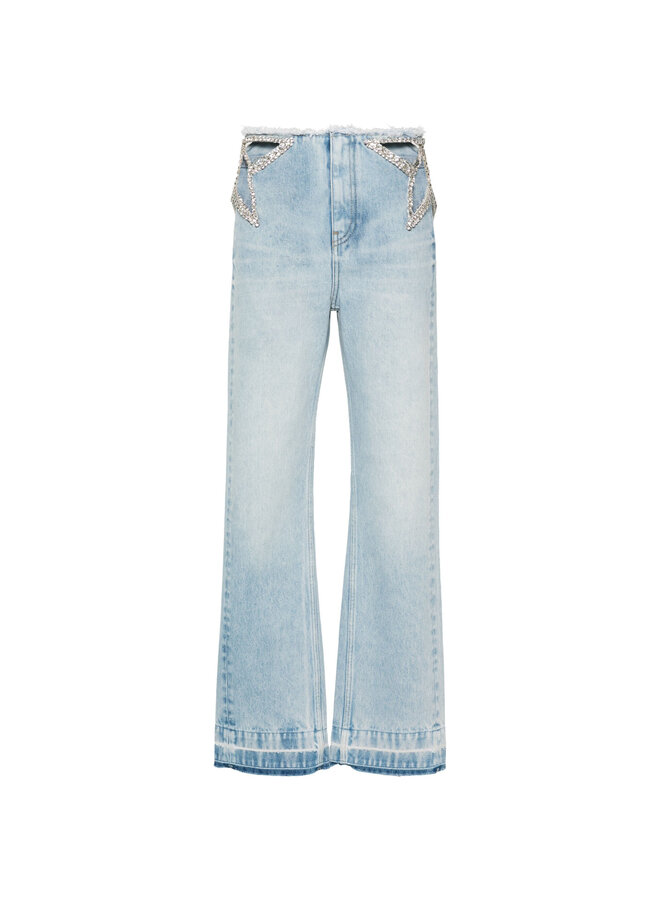 Star Cut-Out Embellished Jeans in Vintage Blue