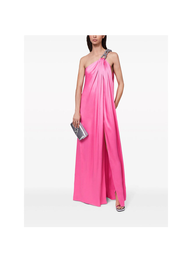 Crystal Embellished Gown in Bright Pink