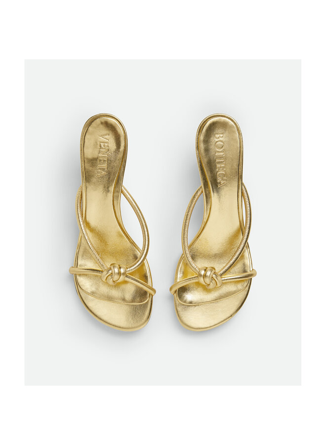 Tubular Low Heel Mule in Gold