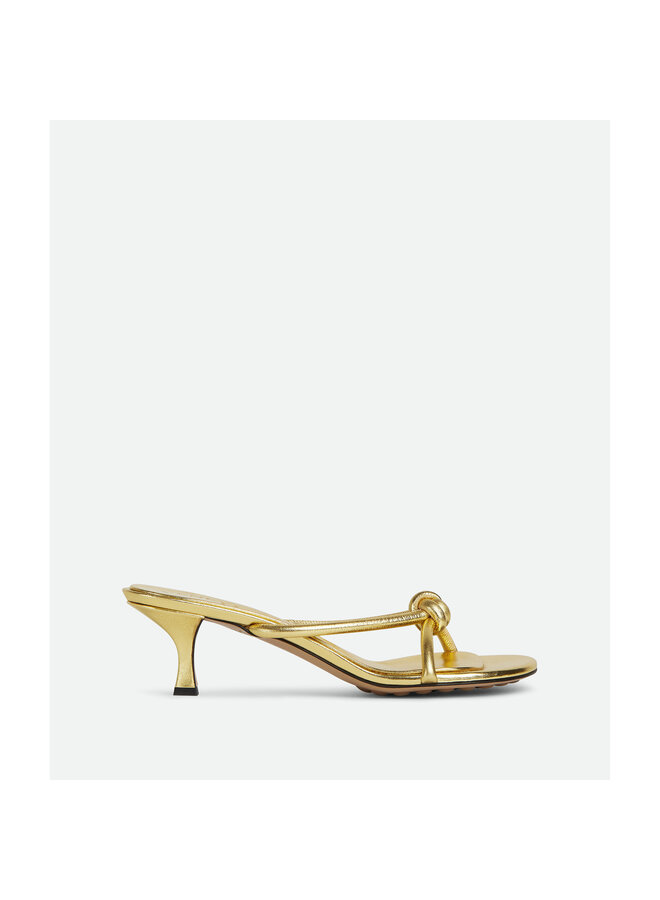 Tubular Low Heel Mule in Gold