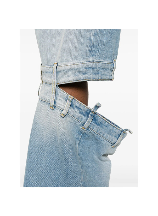 Ashton Mid Rise Wide Leg Cut-Out Jeans in Light Blue