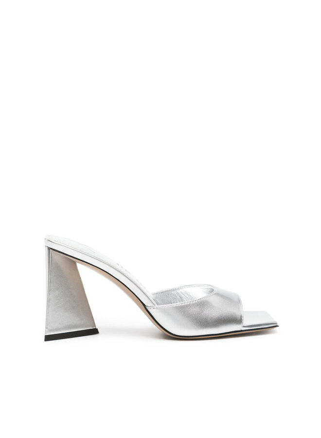 Devon Mid Heel Mules in Silver