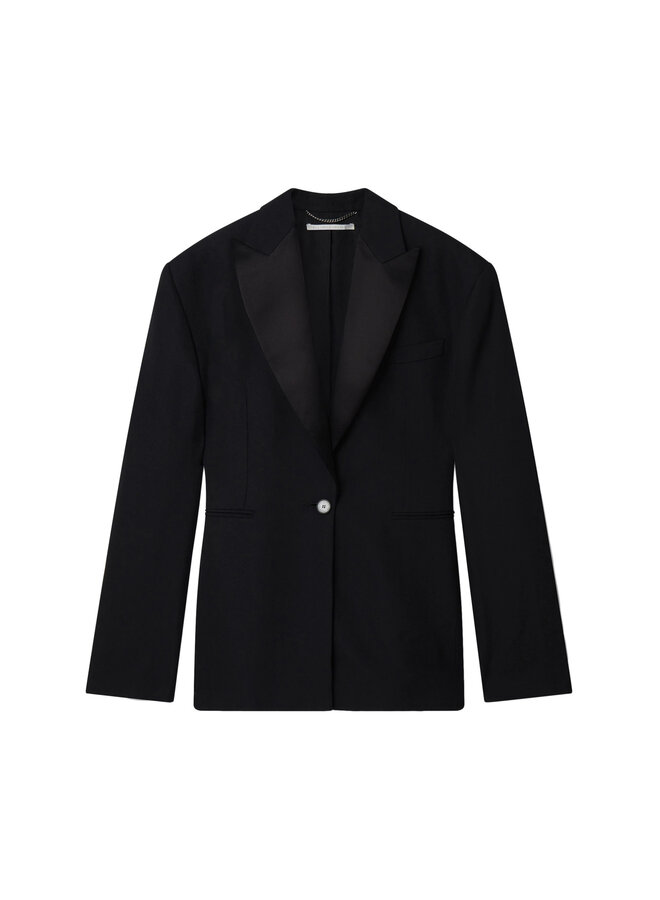 Single Breasted Blazer Tuxedo Jacket in Black