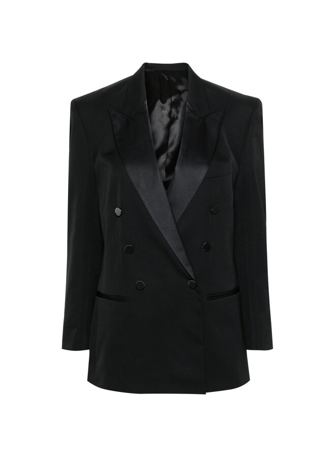 Double Breasted Tuxedo Jacket in Black