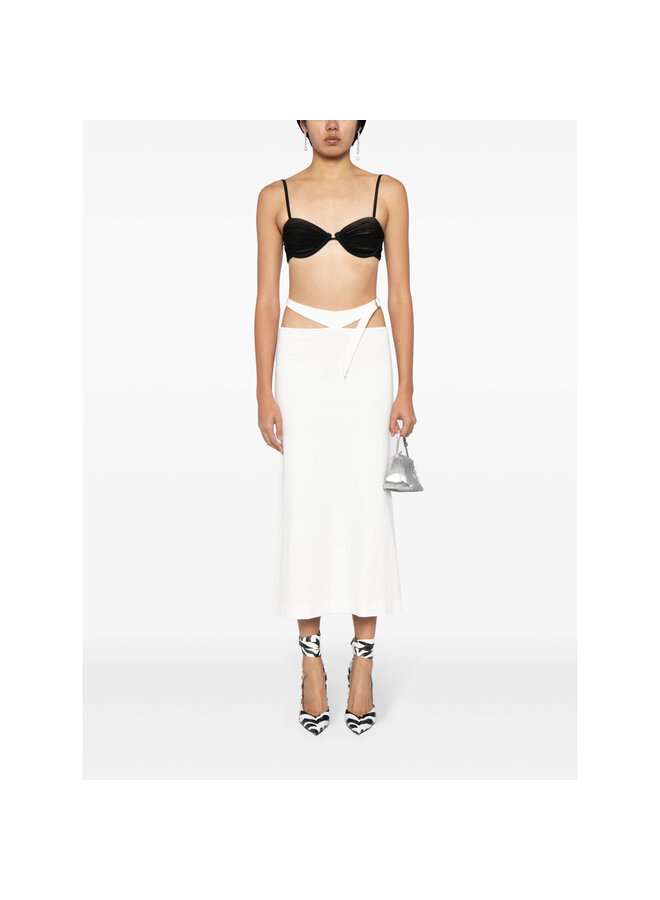 Cut-Out Midi Skirt in White