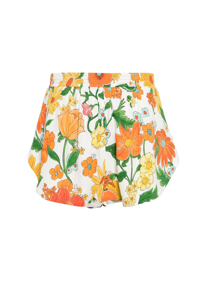 Track Shorts in Floral Print in Multicolor Orange