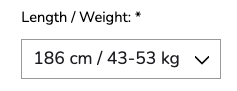 Ski length/weight example