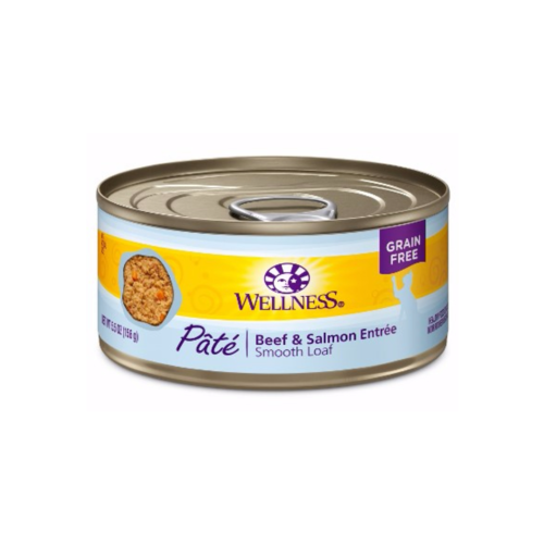 Wellness Beef & Salmon Wet Cat Food 3.2oz can - each Wellness Beef & Salmon Wet Cat Food 3.2oz can - each