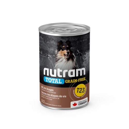 Nutram T23 Nutram Total Grain-Free®Chicken and Turkey Recipe Dog Food 12oz Can Nutram T23 Nutram Total Grain-Free®Chicken and Turkey Recipe Dog Food 12oz Can